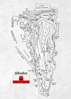 Handdrawn Map of Gibraltar