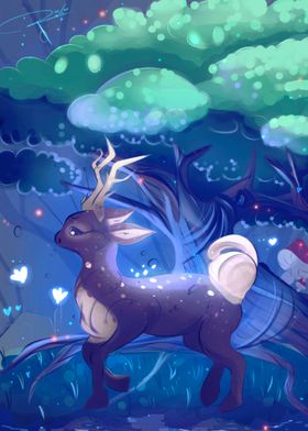 Deer in a Magical Forest