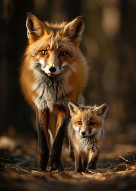 Mother And Baby Fox