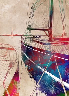 Yacht racing sport art