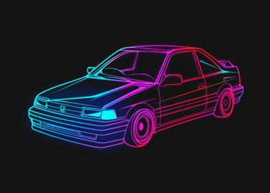 Neon Line Car 