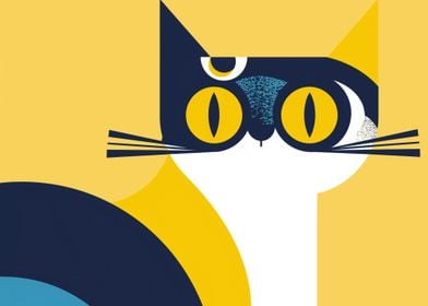 Cat in yellow and blue