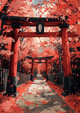 Torii Under Cherry Blossom