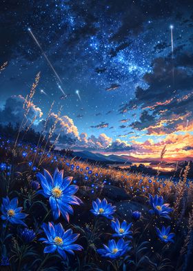 Blue flower starlight