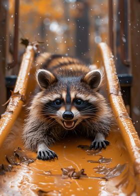 Sliding raccoon