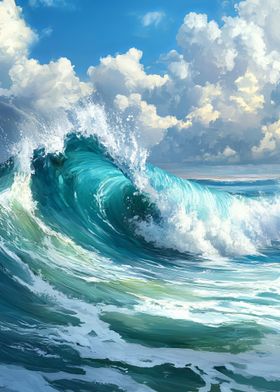 Waves oil painting