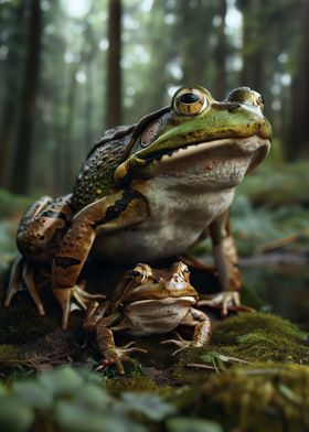 Mother And Baby Frog