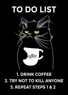 Funny Cat Black To Do List