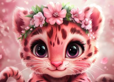 Floral Pink Tiger Cub