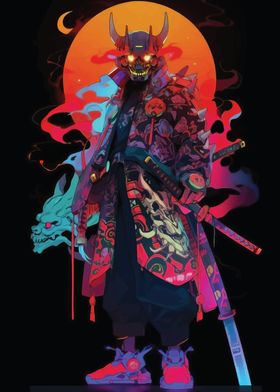 JAPANESE ONI SAMURAI ART 