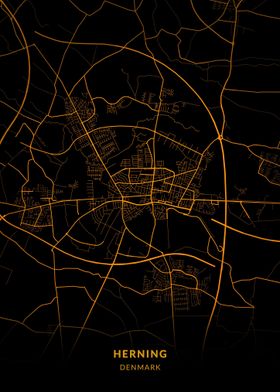 Herning City Map Gold