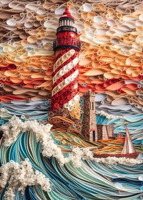 Ocean Waves by Lighthouse