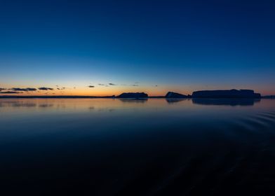 Icebergs in the sunset