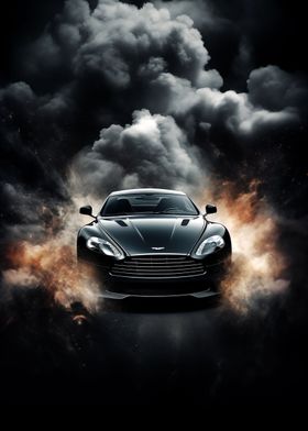 Aston Martin in the storm