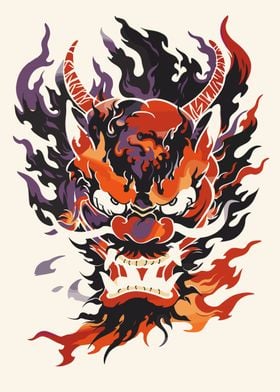 Fire Oni Retro Japanese