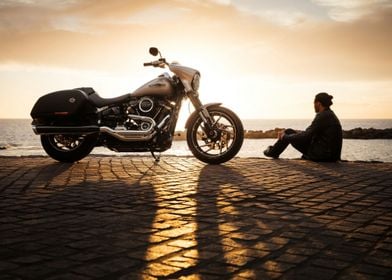 Harley Davidson at Sunset