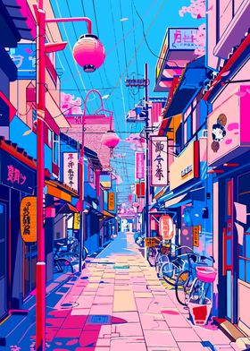 Japan Street Pastel Retro