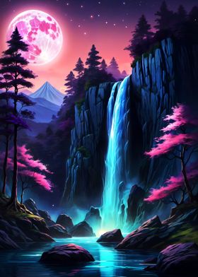 Waterfall night atmosphere