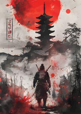 samurai moon red japan