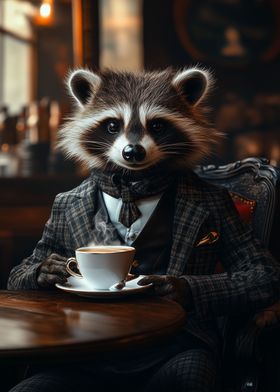 Raccoon And A Cup of Tea