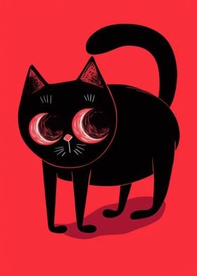 Black cat on red