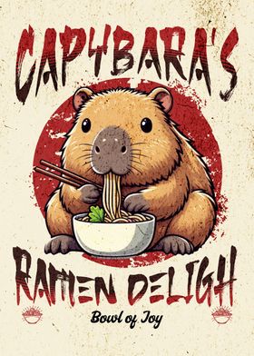 Capybara Eating Ramen