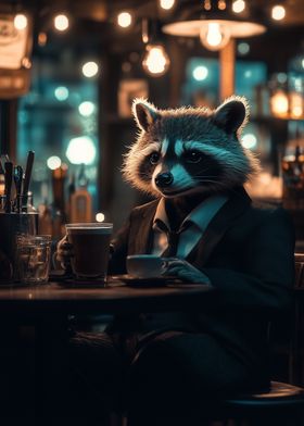 Raccoon And A Cuppa Tea