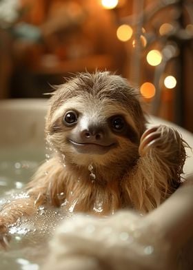 Sloth take a bath