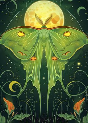 Luna Moth under Full Moon