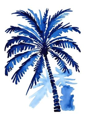 Blue Palm Tree Art