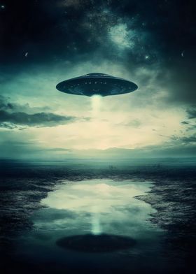 Landscape featuring a UFO