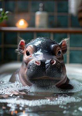 Hippo in a bathtub