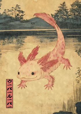 Axolotl Japanese Woodblock