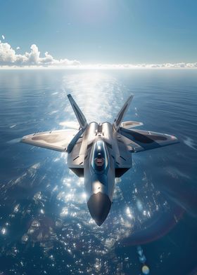 F22 Raptor Over the Ocean