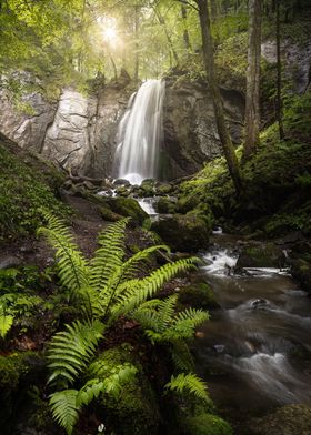 sunny waterfall