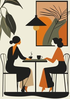 Two Women Enjoying Cofffee