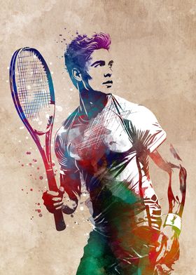 Tennis player sport art