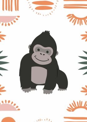 smiling cartoon gorilla