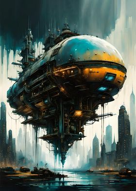 Steampunk future airship