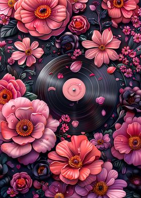 Floral Vinyl Record