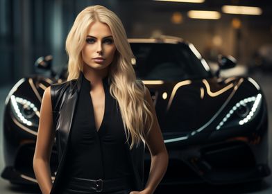 Fashion woman and supercar