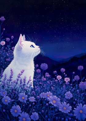 Cat in starry sky