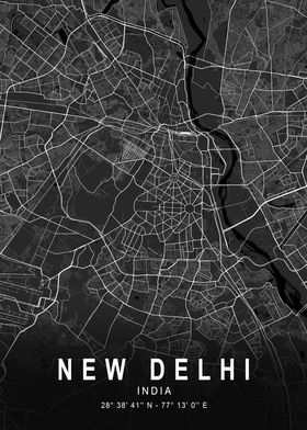 New Delhi Dark Map