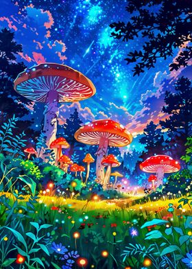 Mushrooms Blue Sky