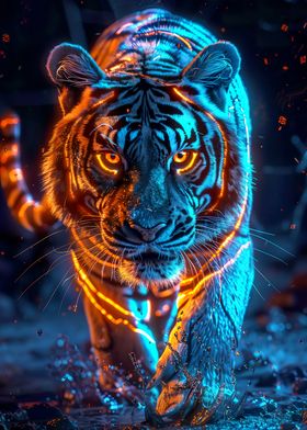 Neon Roaring Tiger