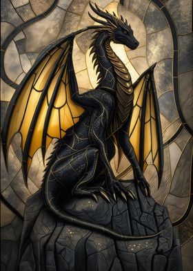 Majestic Gold Glass Dragon