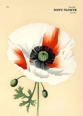 Poppy Flower Retro Poster