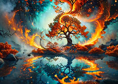 Tree and fire