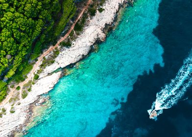 Sea And Boat Top View