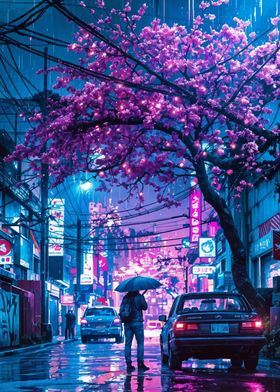 city japan sakura night